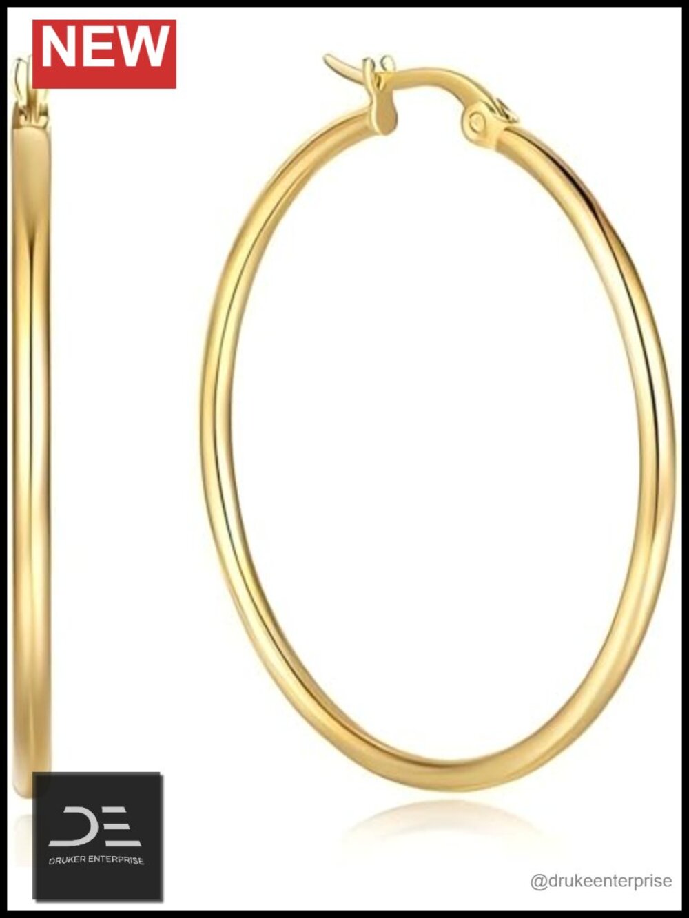 14K Gold Plated Hoop Earrings Hypoallergenic Paddle Back Minimalist Women's